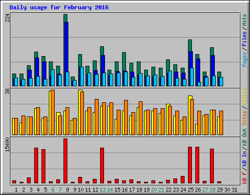 Daily usage for February 2016